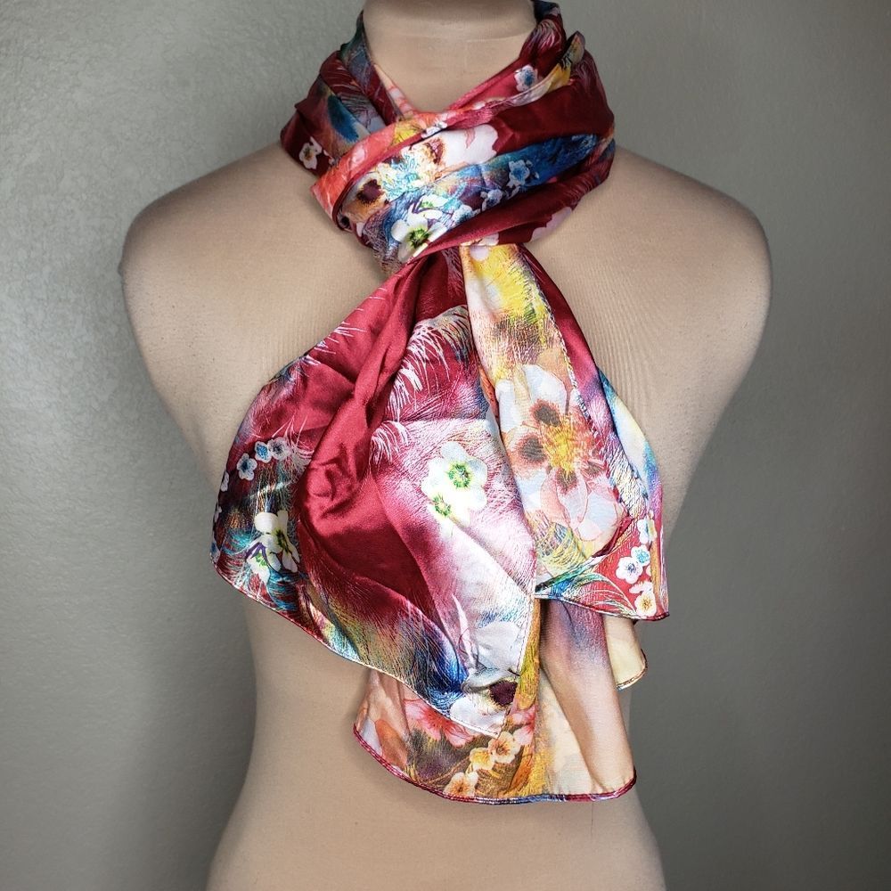 Floral Reversible Satin Scarf